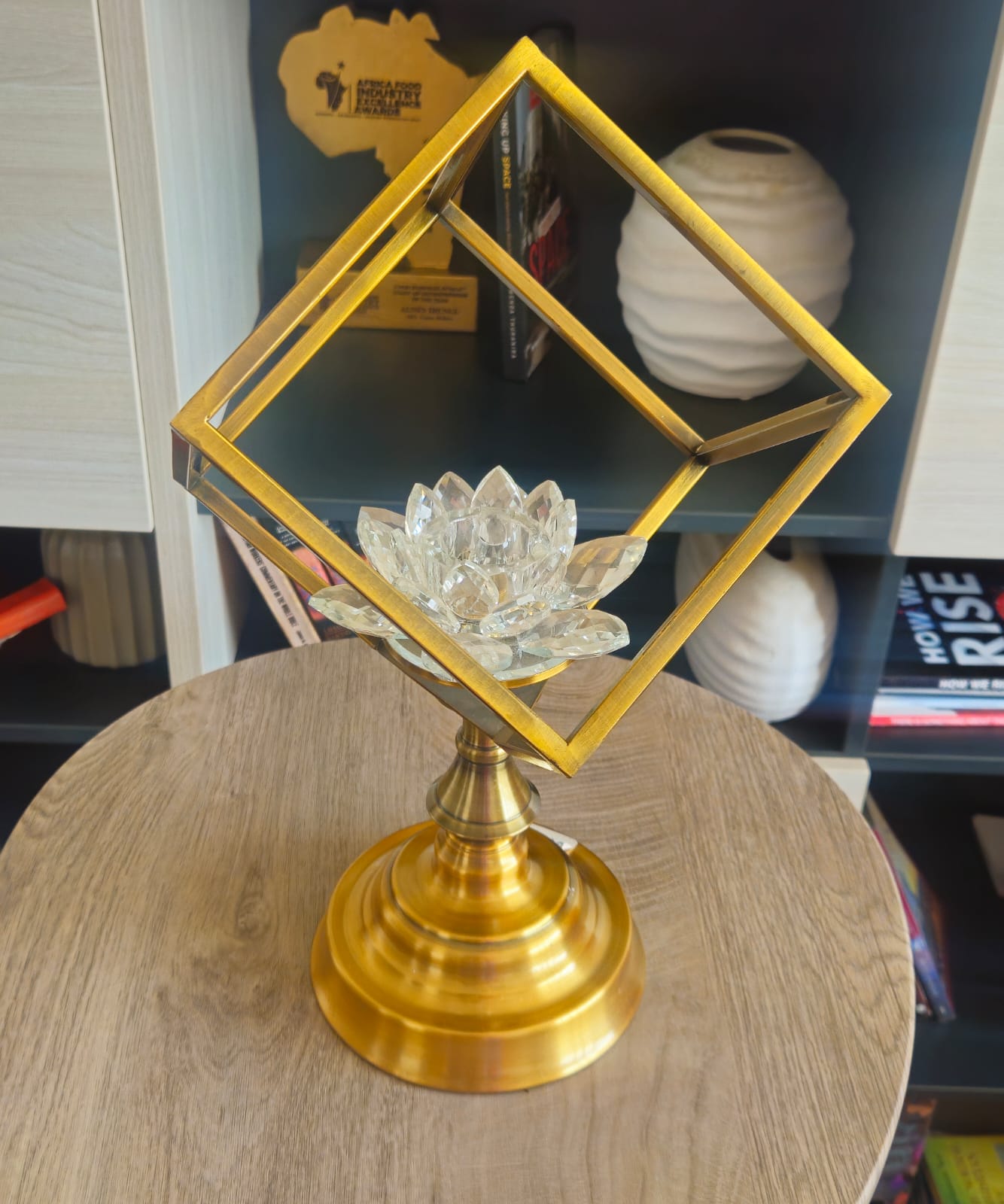 Crystal Brass  candle holder